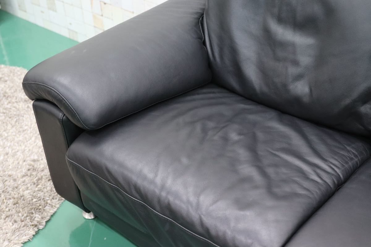 GMEH289A○HTL / ワタリジャパン 2人掛けソファ ラブソファ 2シーター 黒本革 IDC大塚家具 展示品