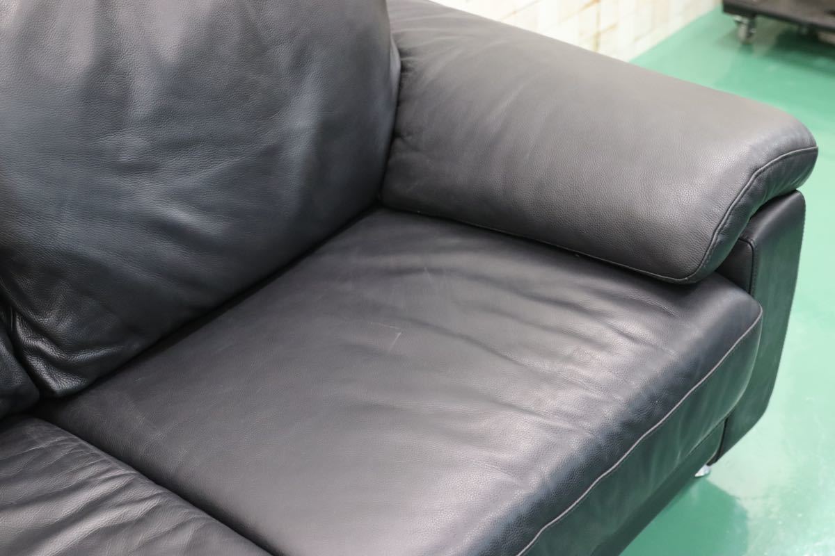 GMEH289A○HTL / ワタリジャパン 2人掛けソファ ラブソファ 2シーター 黒本革 IDC大塚家具 展示品