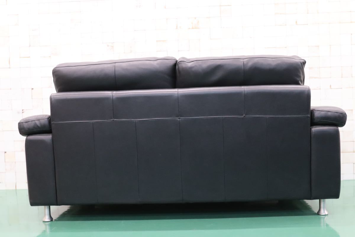 GMEH289A○HTL / ワタリジャパン 2人掛けソファ ラブソファ 2シーター 黒本革 IDC大塚家具 展示品