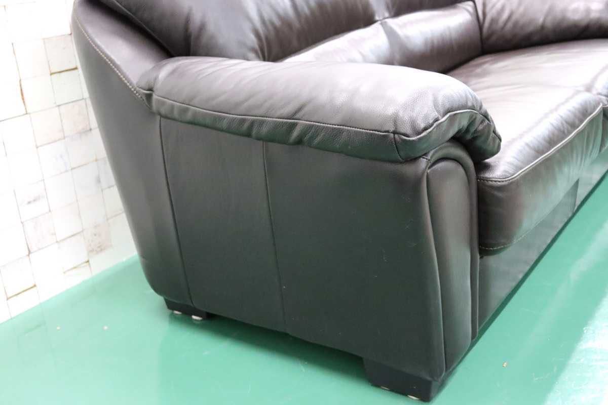 GMEK803○IDC大塚家具 アルバ 2.5人掛けソファ ラブソファ 総革 ダークブラウン 定価約17万