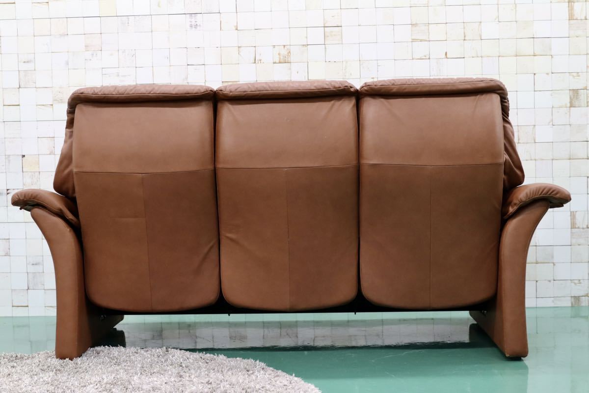 GMES5○Hjellegjerde / イエリアーダ シモンズ 3人掛けソファ トリプルソファ リクライニング 北欧 ノルウェー 希少 ヴィンテージ 総本革