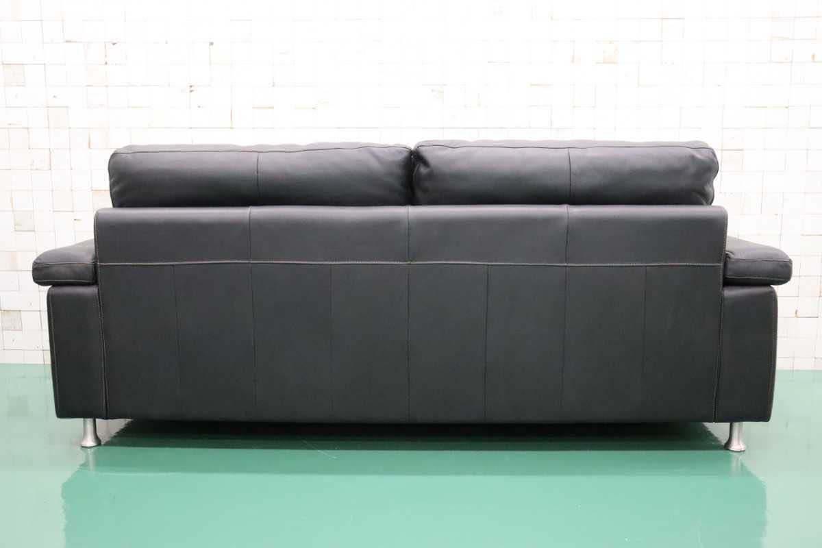 GMEH289B○HTL ワタリジャパン 3人掛けソファ トリプルソファ 黒本革 IDC大塚家具