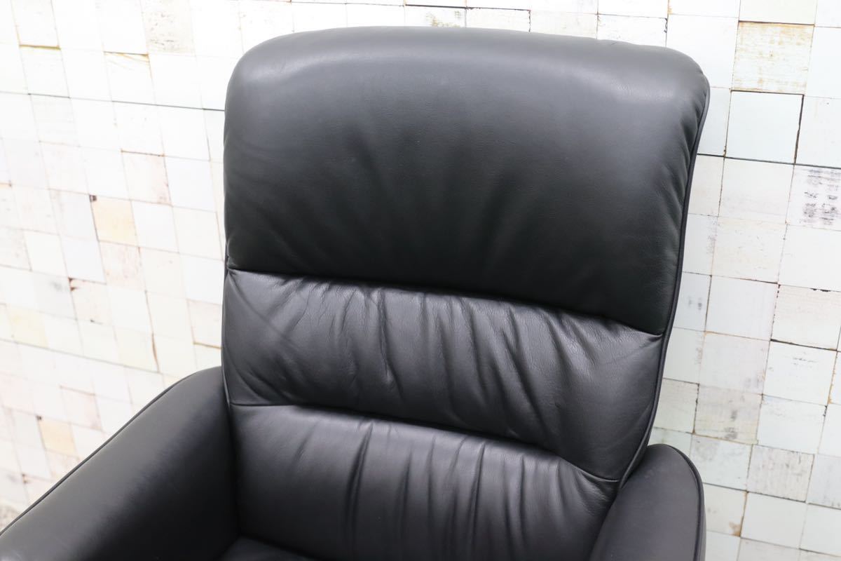 GMFK12F○karimoku / カリモク 書斎椅子 黒 本革 デスクチェア 椅子 定価約22万