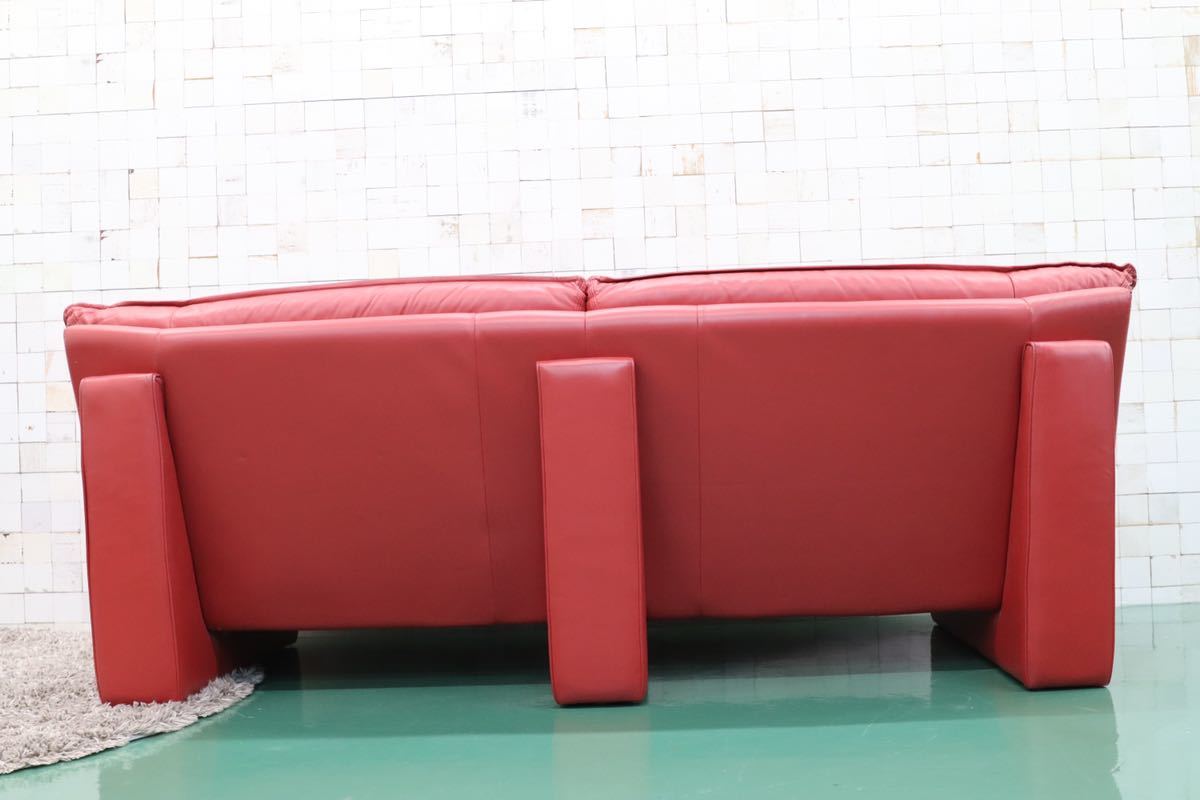 GMFS13○NICOLETTI / ニコレッティ Ambassador アンバサダー 3人掛けソファ トリプルソファ 総革 赤 イタリアモダン 参考定価約65万