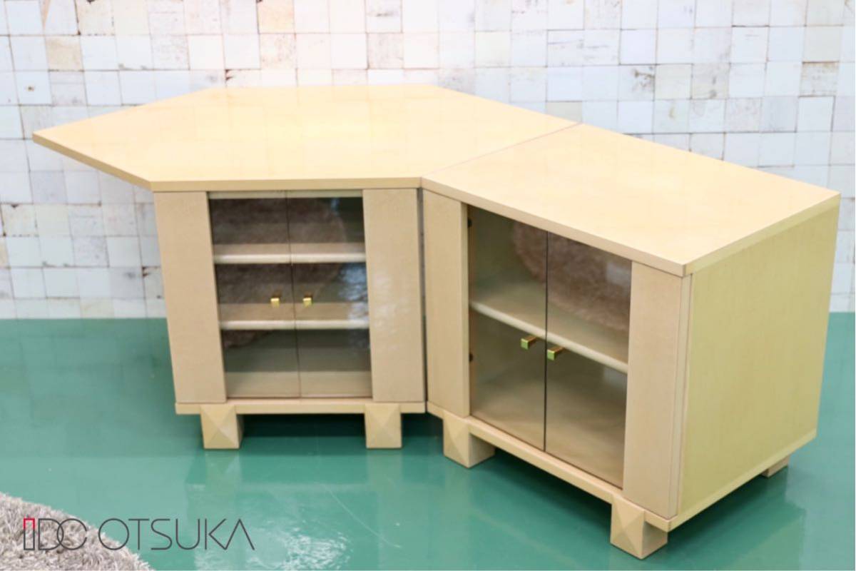 GMES2○IDC大塚家具 スプレンダー コーナーキャビネット テレビボード リビングボード サイドボード 2点セット メープル材