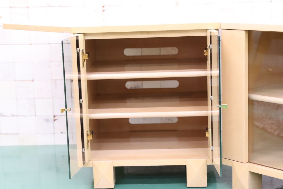 GMES2○IDC大塚家具 スプレンダー コーナーキャビネット テレビボード リビングボード サイドボード 2点セット メープル材