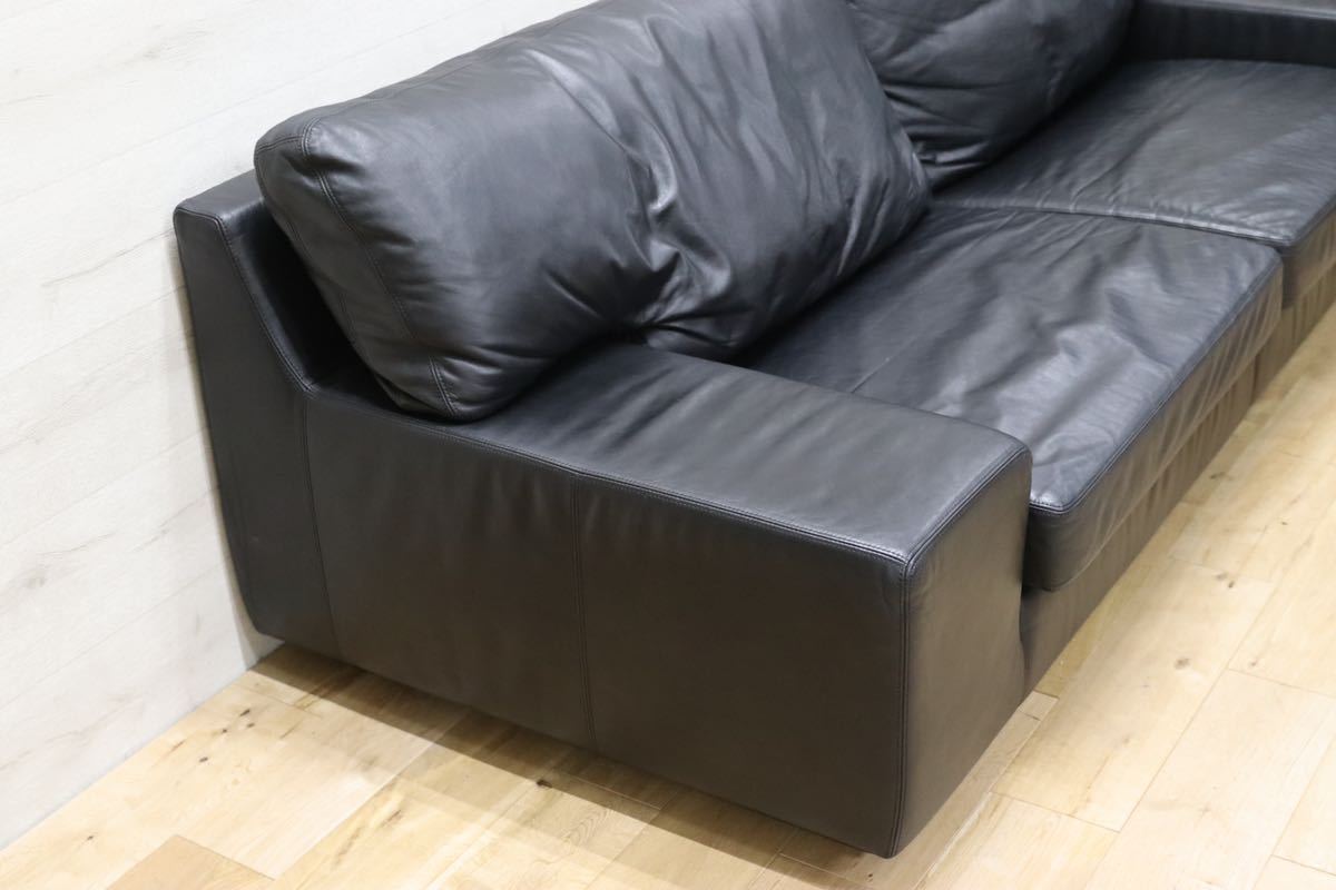 GMFN23○HUKLA / フクラ FINO フィーノ 3人掛けソファ 黒本革 参考定価92万 IDC大塚家具 長椅子 高級モダン 家具