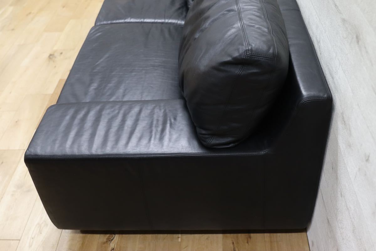 GMFN23○HUKLA / フクラ FINO フィーノ 3人掛けソファ 黒本革 参考定価92万 IDC大塚家具 長椅子 高級モダン 家具