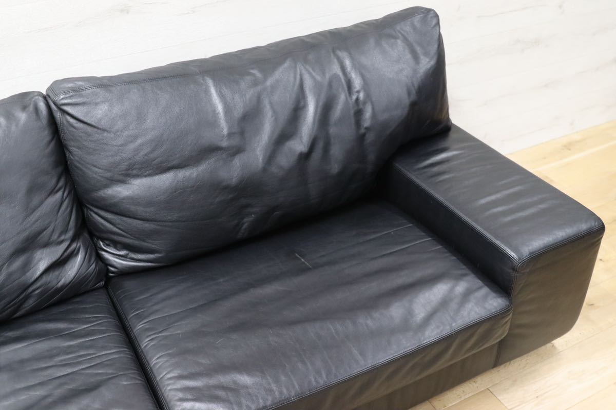 GMFN23○HUKLA / フクラ FINO フィーノ 3人掛けソファ 黒本革 参考定価92万 IDC大塚家具 長椅子 高級モダン 家具