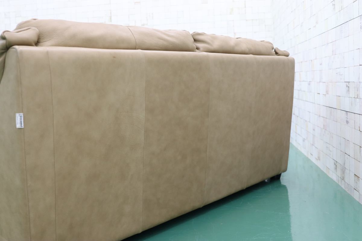 GMFT34○incanto / インカント 2人掛けソファ ラブソファ 総本革 イタリア製 高級 モダン ベージュ系 定価約35万