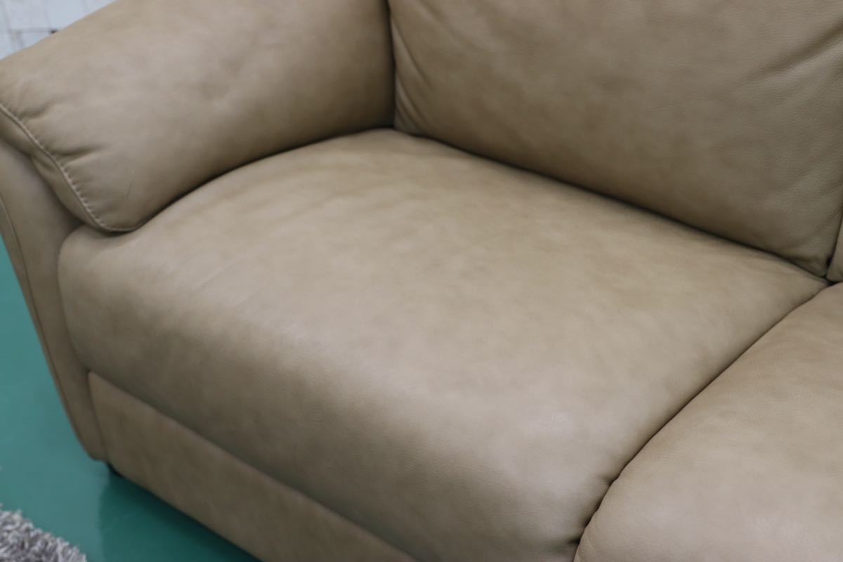 GMFT34○incanto / インカント 2人掛けソファ ラブソファ 総本革 イタリア製 高級 モダン ベージュ系 定価約35万