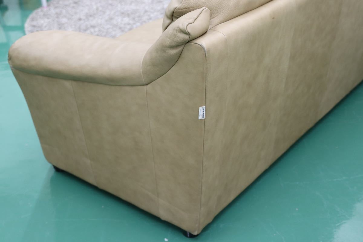 GMFT34○incanto / インカント 2人掛けソファ ラブソファ 総本革 イタリア製 高級 モダン ベージュ系 定価約35万
