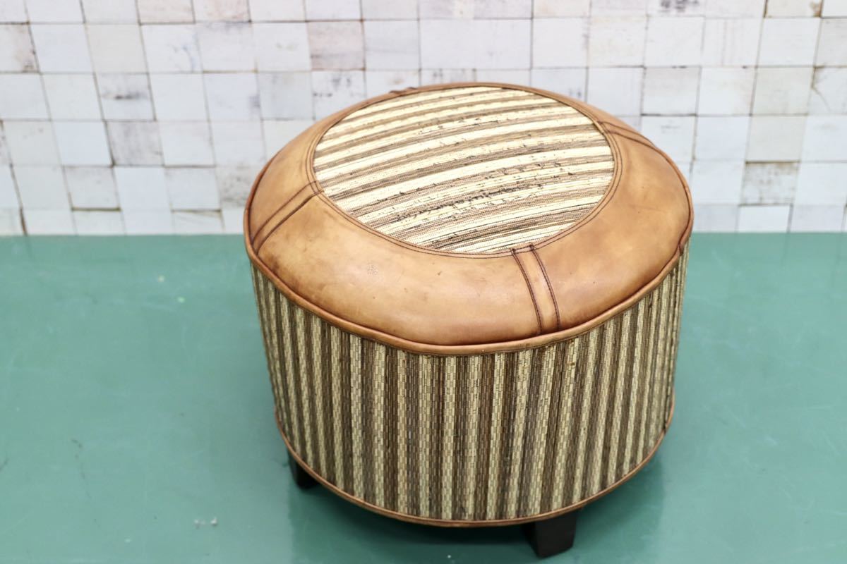 GMFK134○レザー×バンブー スツール チェア アジアンリゾートスタイル クラシカル ヴィンテージ 検)アスプルンド ジャーナルスタンダード