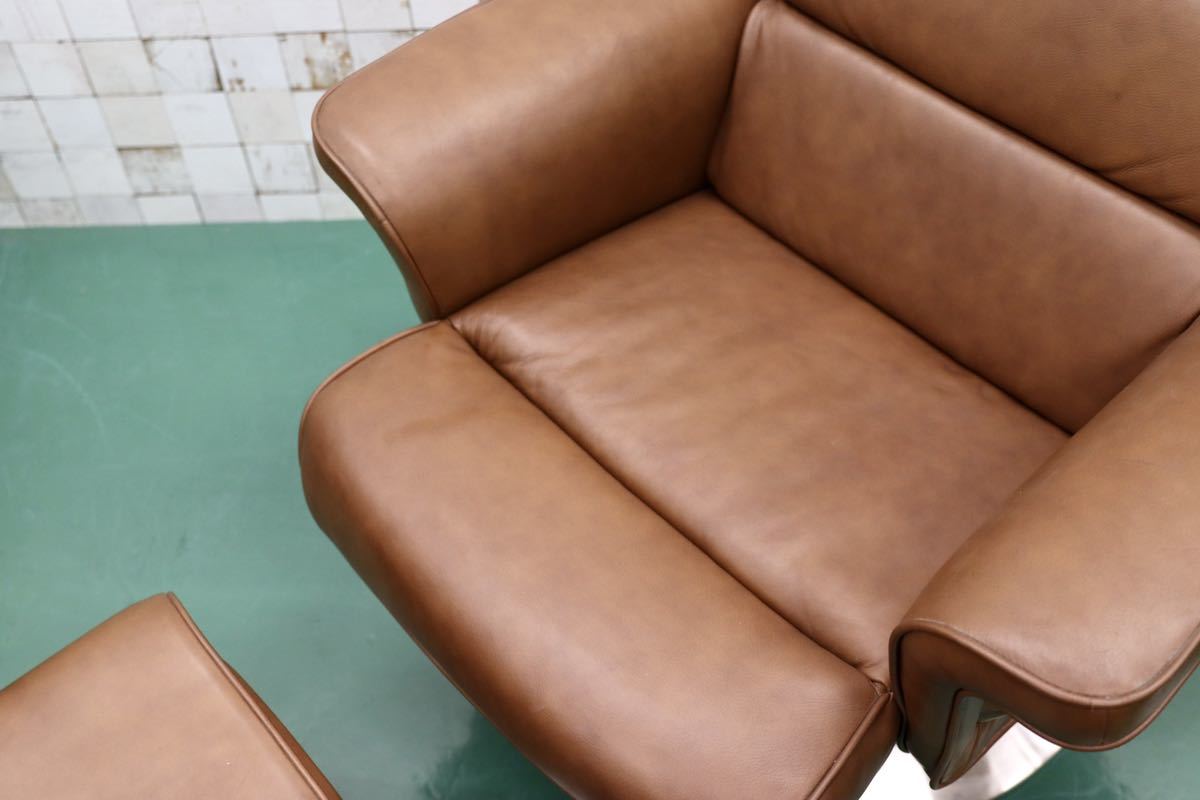 GMFK156○IDC大塚家具 KEN OKUYAMA 総革 リクライニングチェア オットマン パーソナルチェア 奥山清行 ローズウッド 定価37.8万