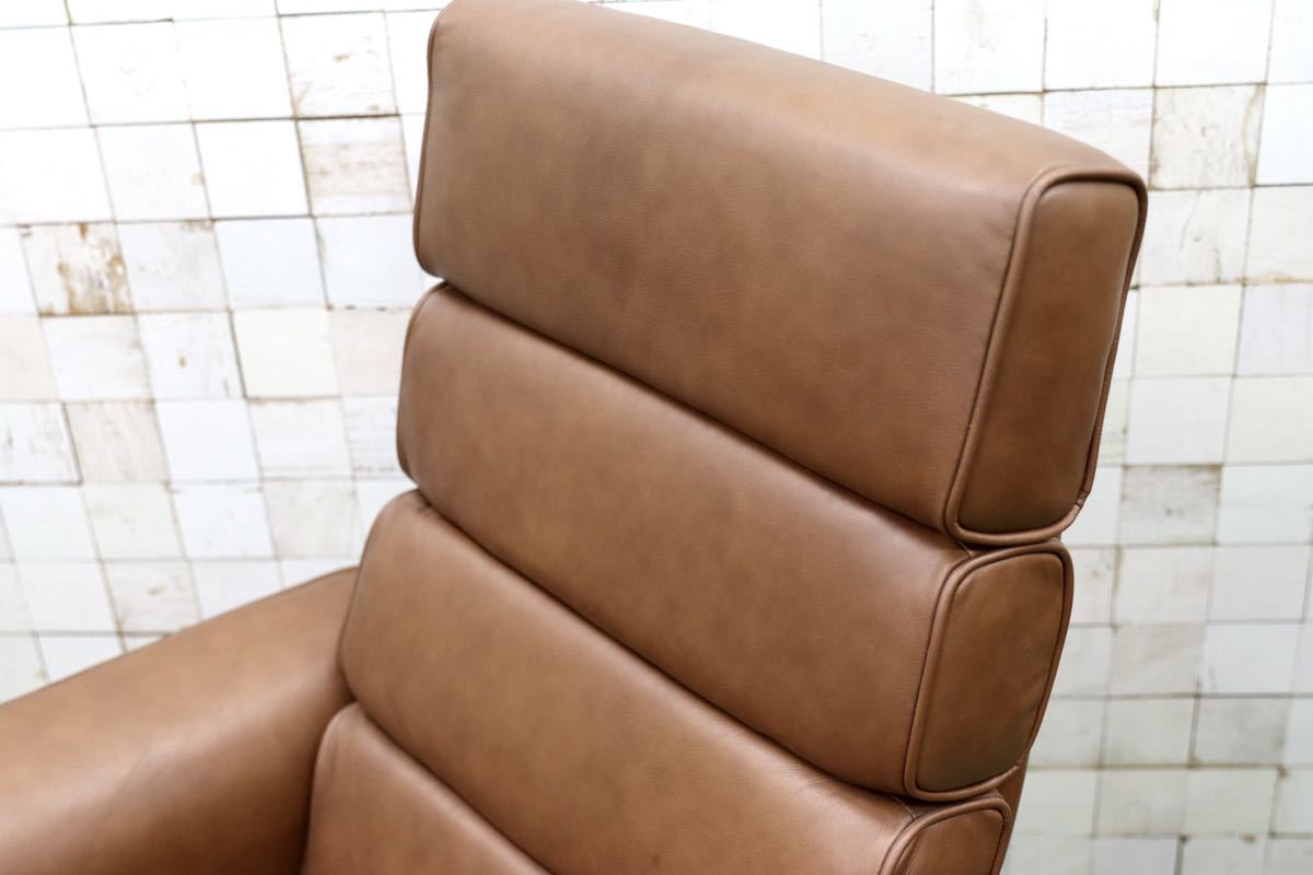 GMFK156○IDC大塚家具 KEN OKUYAMA 総革 リクライニングチェア オットマン パーソナルチェア 奥山清行 ローズウッド 定価37.8万