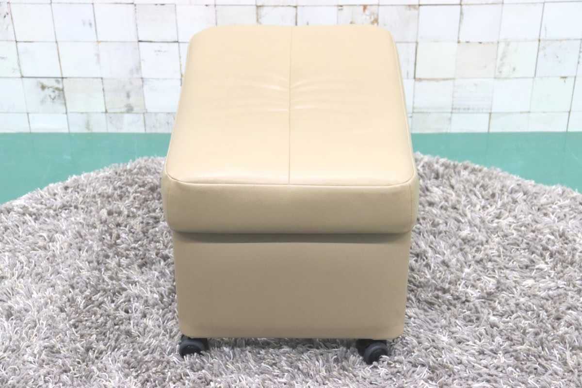 GMEH2A○karimoku / カリモク XU4206 オットマン フットスツール キャスター付き ソフトレザー 定価約4.2万