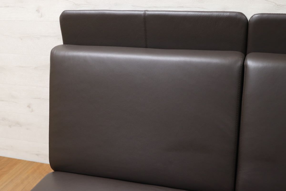 GMFS44○BoConcept / ボーコンセプト 2人掛けワイドソファ ラブソファ システムソファ 本革 ダークブラウン 北欧デンマーク