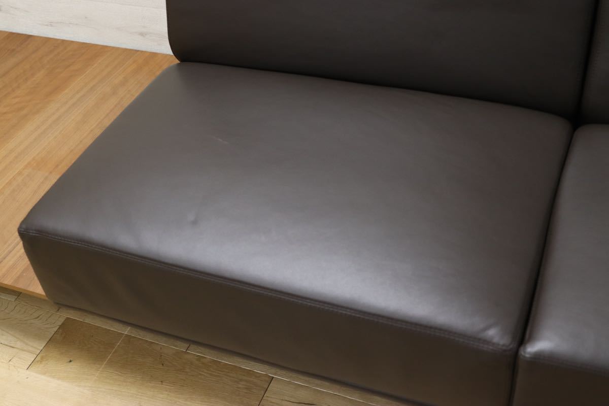 GMFS44○BoConcept / ボーコンセプト 2人掛けワイドソファ ラブソファ システムソファ 本革 ダークブラウン 北欧デンマーク