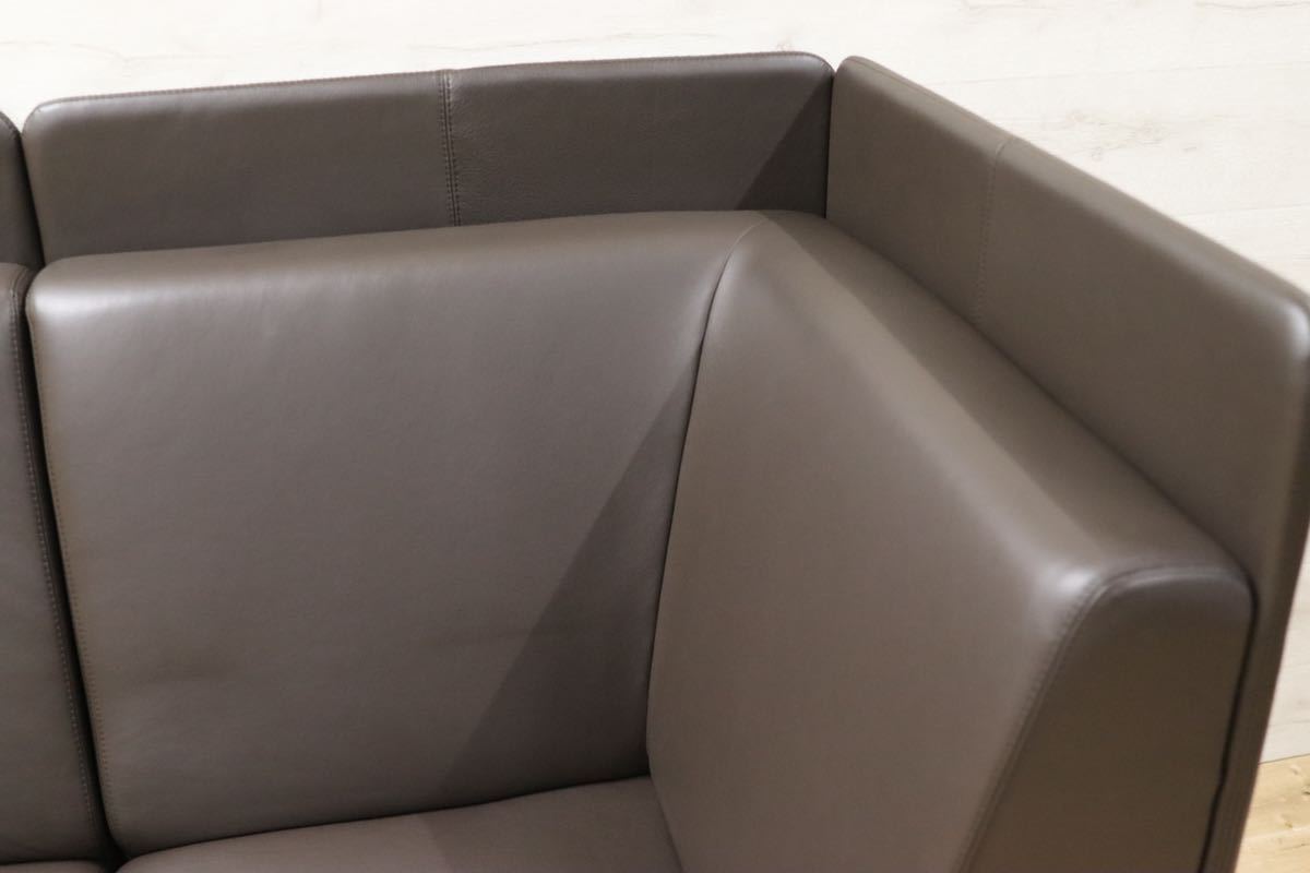 GMFS44○BoConcept / ボーコンセプト 2人掛けワイドソファ ラブソファ システムソファ 本革 ダークブラウン 北欧デンマーク