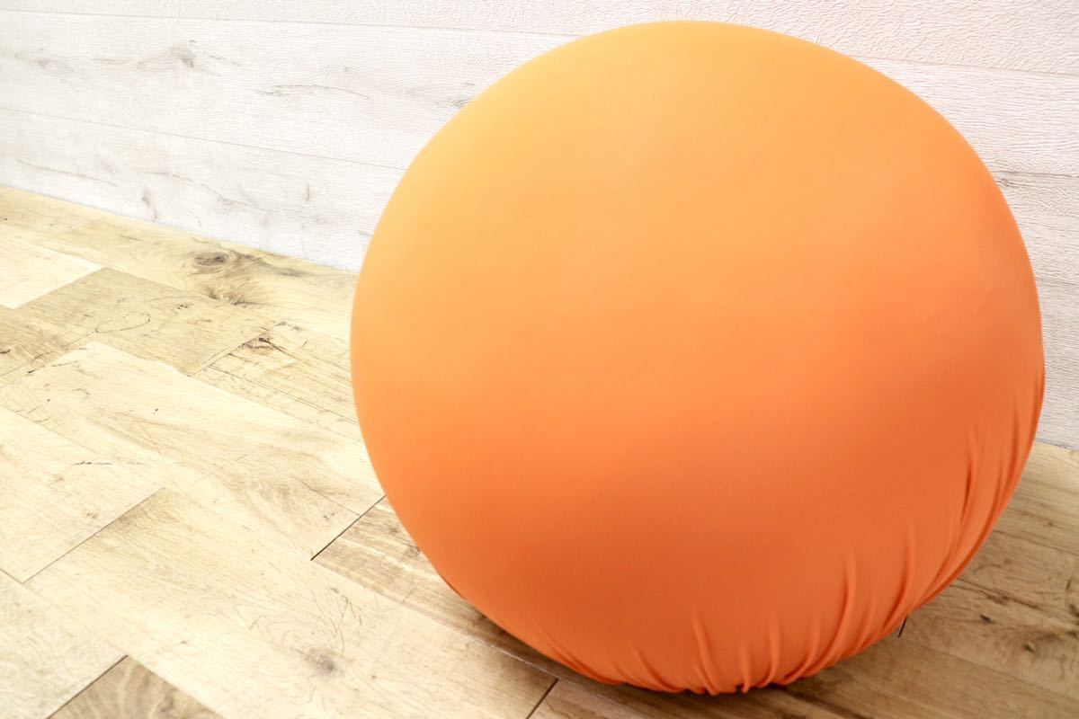 GMFN19B○Baleri Italia / バレリ イタリア Tatino タティーノ スツール オットマン オレンジ 定価約8.2万 新規張替え済