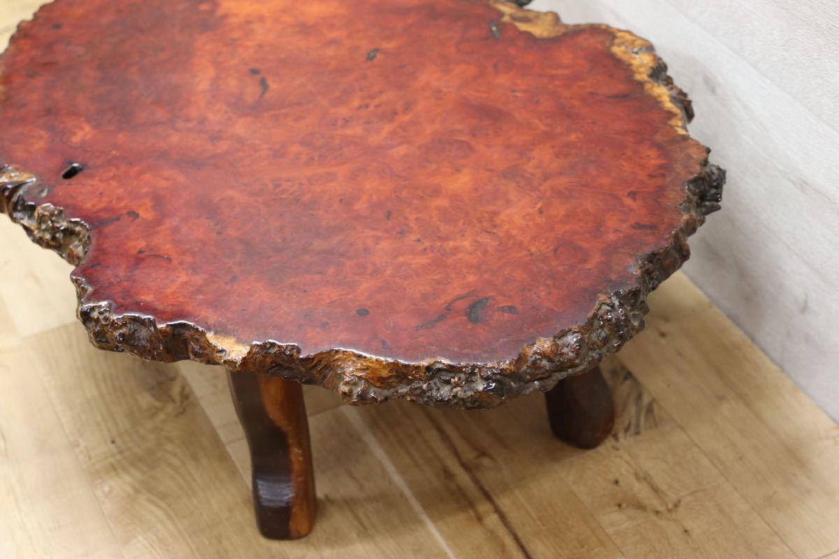 GMFH77○花梨材 瘤 玉杢 座卓 唐木 ローテーブル リビングテーブル 和室 座敷 和モダン 小振り