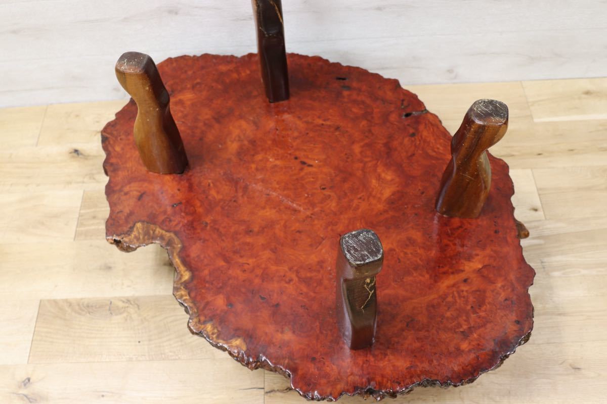 GMFH77○花梨材 瘤 玉杢 座卓 唐木 ローテーブル リビングテーブル 和室 座敷 和モダン 小振り