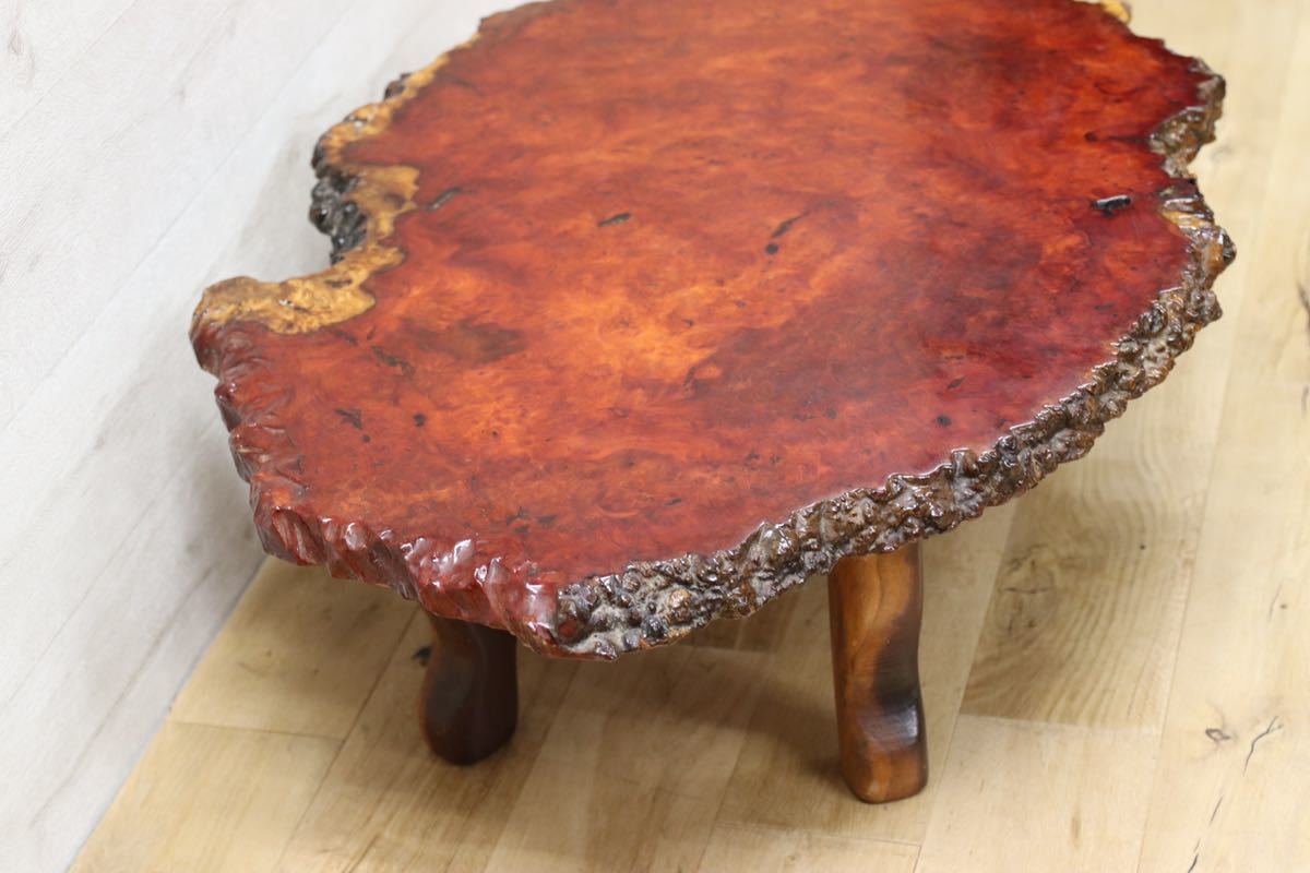 GMFH77○花梨材 瘤 玉杢 座卓 唐木 ローテーブル リビングテーブル 和室 座敷 和モダン 小振り