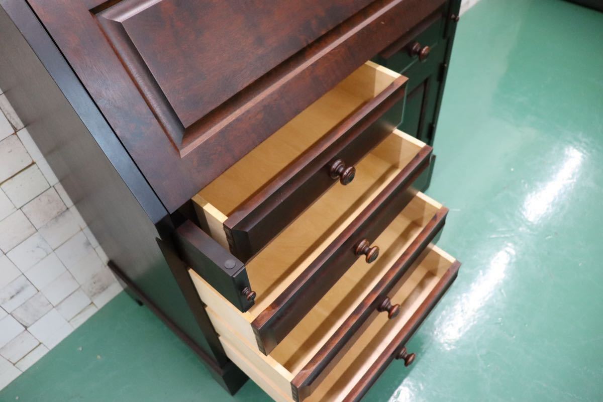 GMFK175○北海道民芸家具 ライティングビューロー デスク 学習机 書斎机 作業台 アンティーク 無垢 和モダン 定価約32万