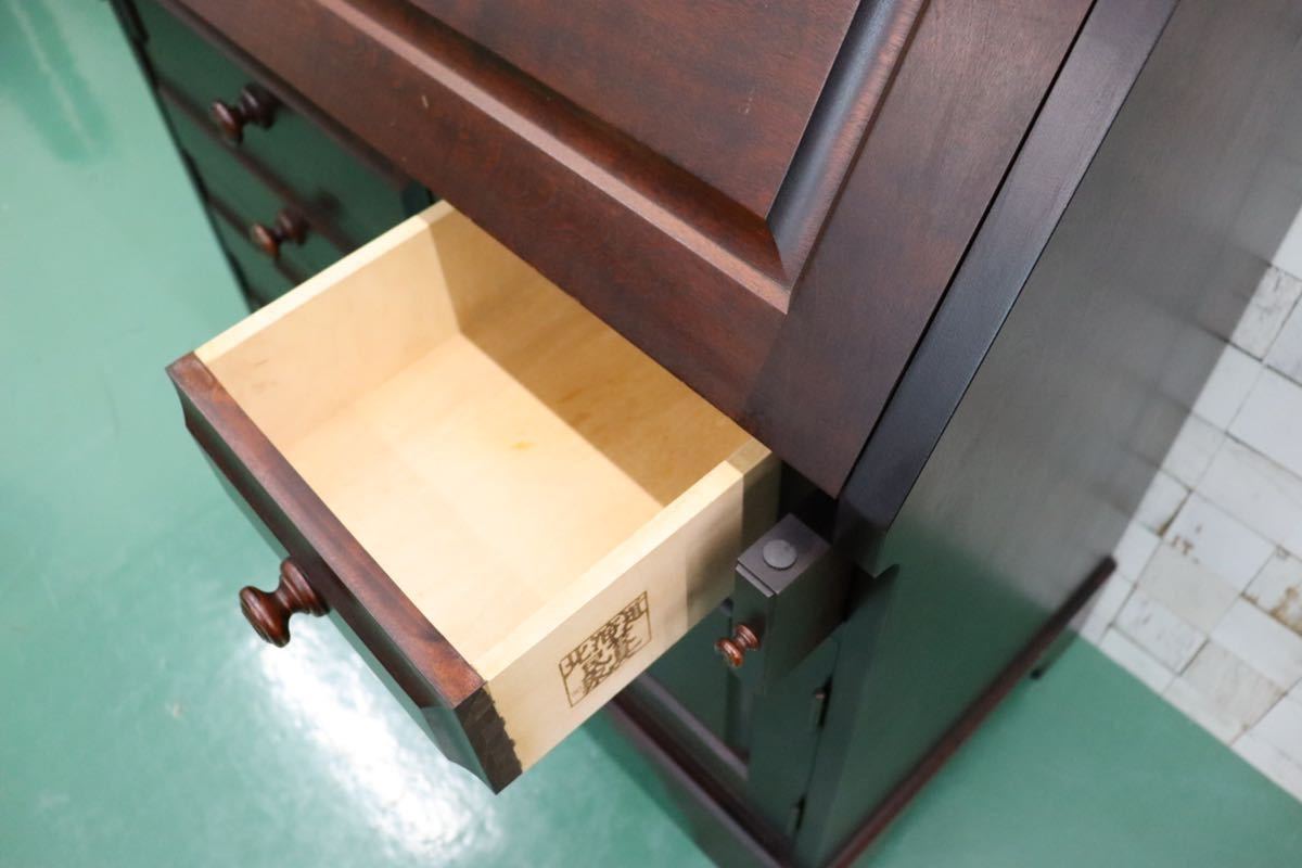 GMFK175○北海道民芸家具 ライティングビューロー デスク 学習机 書斎机 作業台 アンティーク 無垢 和モダン 定価約32万