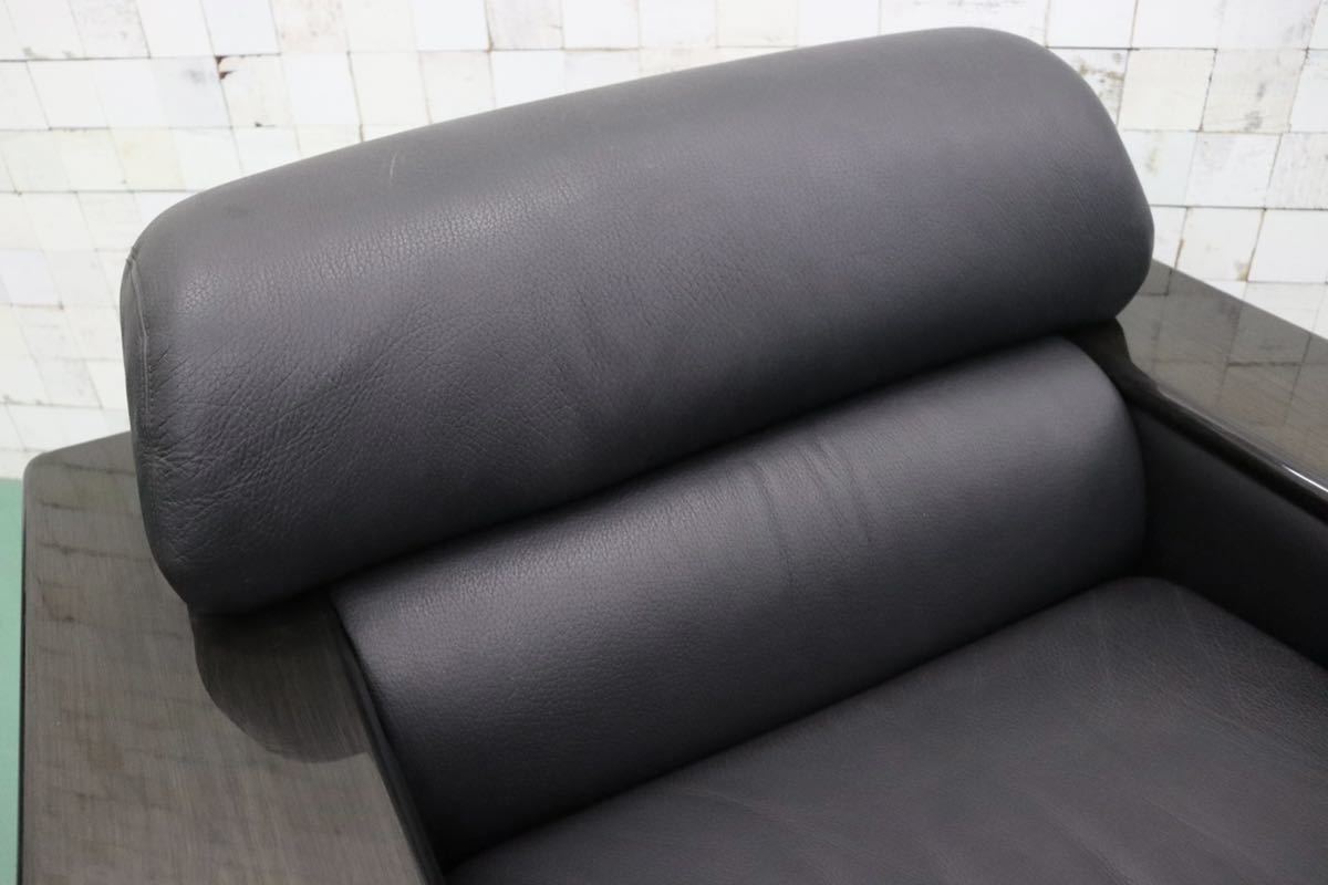GMFK173A○YAMAHA / ヤマハ シングルソファ 1人掛けソファ 応接 ラウンジチェア アームチェア ブラック 本革 希少 国産ヴィンテージ