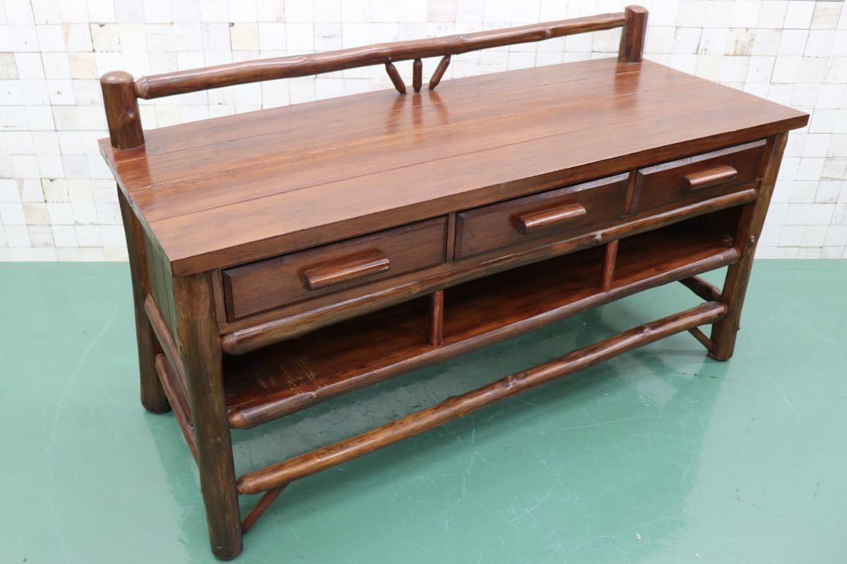 GMFN89A○コンソール 飾り台 サイドボード リビングボード キャビネット 作業台 店舗什器 アジアン カントリー 古木 古材