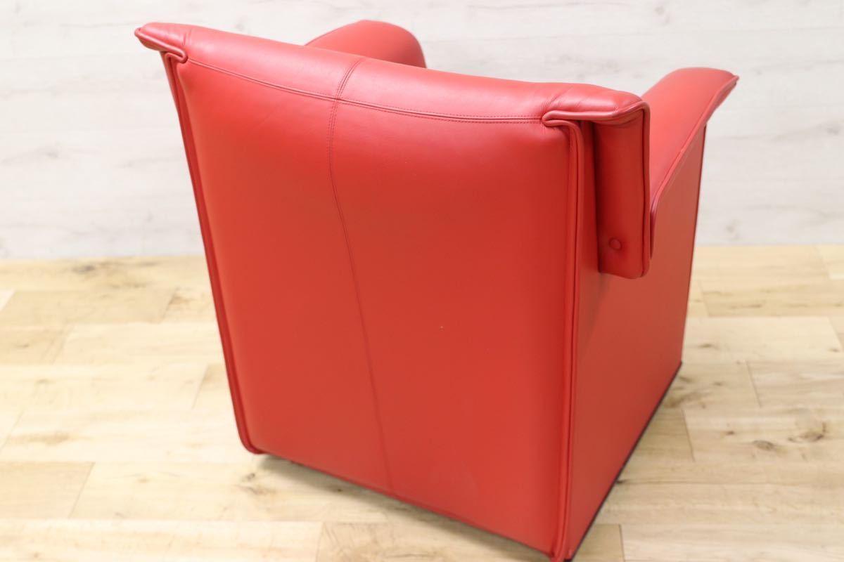 GMFN90A○B&B ITALIA Lauriana Lounge Chair by Afra & Tobia 超レア 1人掛けソファ ラウンジチェア 赤 本革 ヴィンテージ 展示品