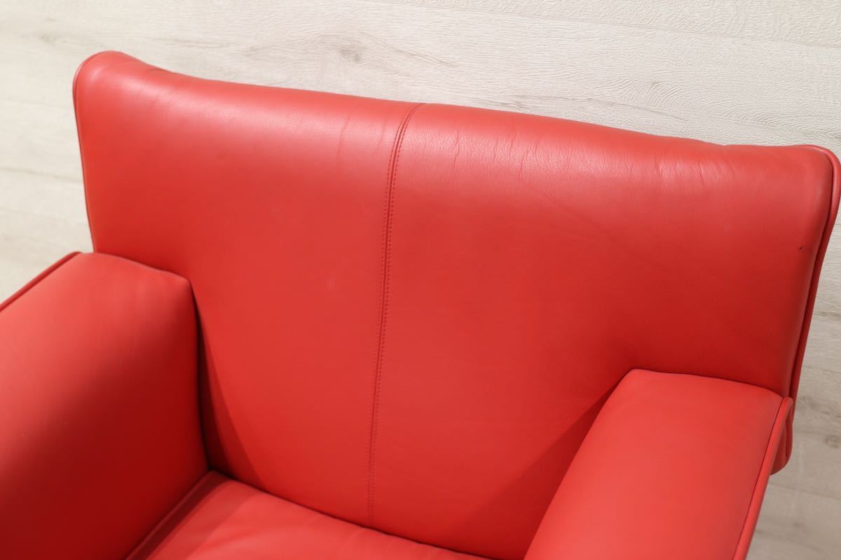 GMFN90A○B&B ITALIA Lauriana Lounge Chair by Afra & Tobia 超レア 1人掛けソファ ラウンジチェア 赤 本革 ヴィンテージ 展示品