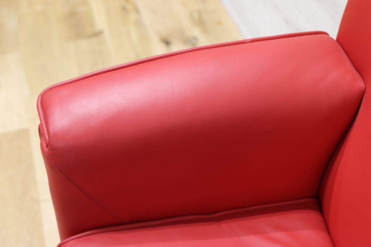 GMFN90A○B&B ITALIA Lauriana Lounge Chair by Afra & Tobia 超レア 1人掛けソファ ラウンジチェア 赤 本革 ヴィンテージ 展示品