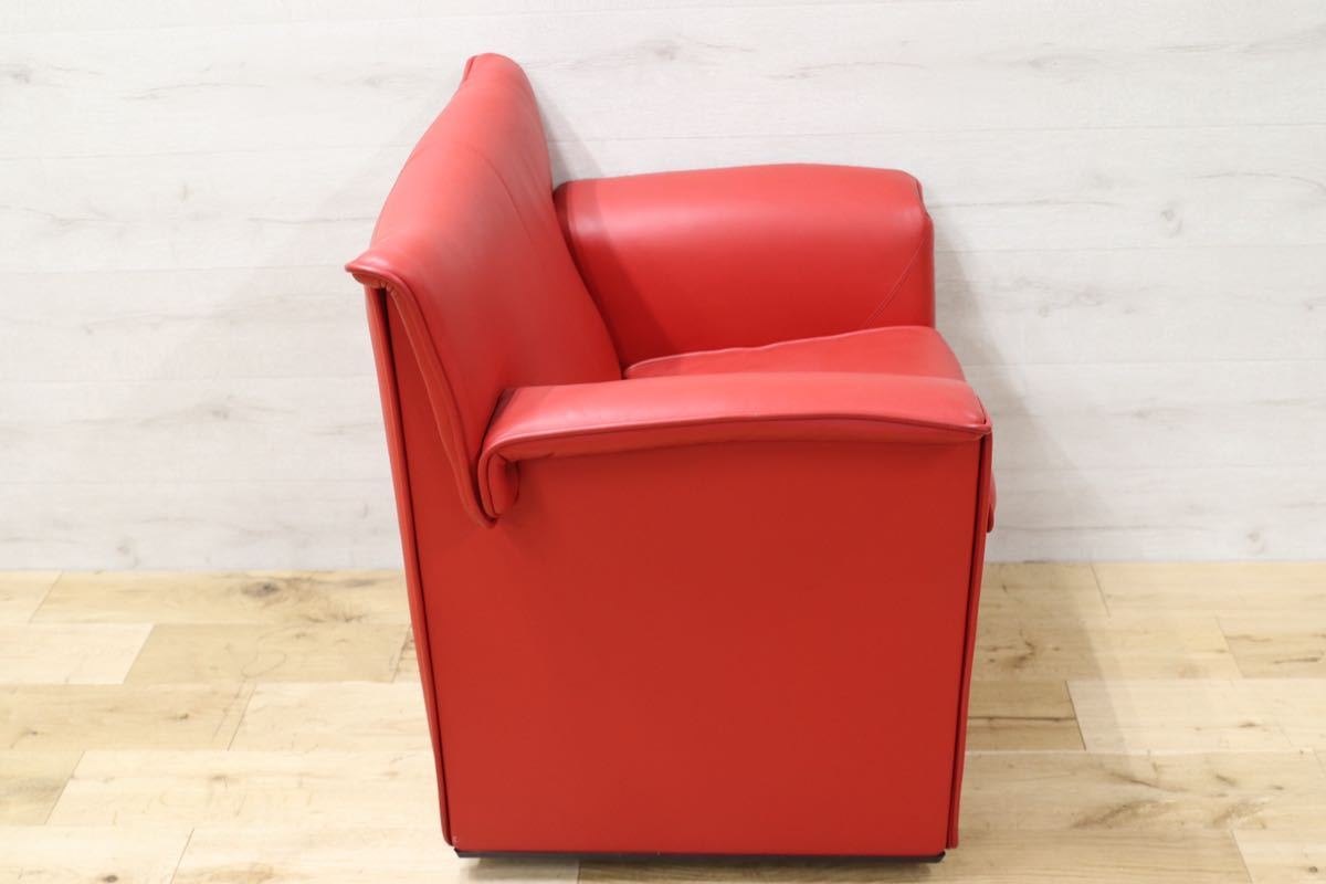 GMFN90A○B&B ITALIA Lauriana Lounge Chair by Afra & Tobia 超レア 1人掛けソファ ラウンジチェア 赤 本革 ヴィンテージ 展示品
