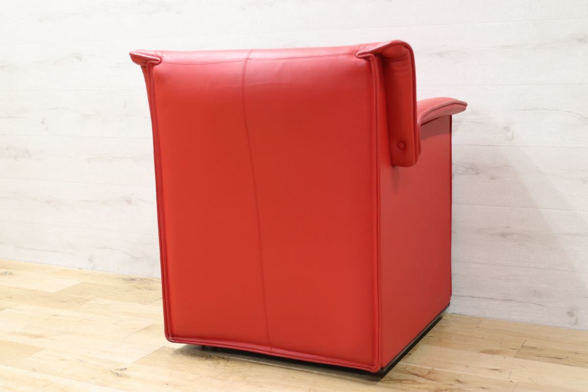 GMFN90B○B&B ITALIA Lauriana Lounge Chair by Afra & Tobia 超レア 1人掛けソファ ラウンジチェア 赤 本革 ヴィンテージ 展示品