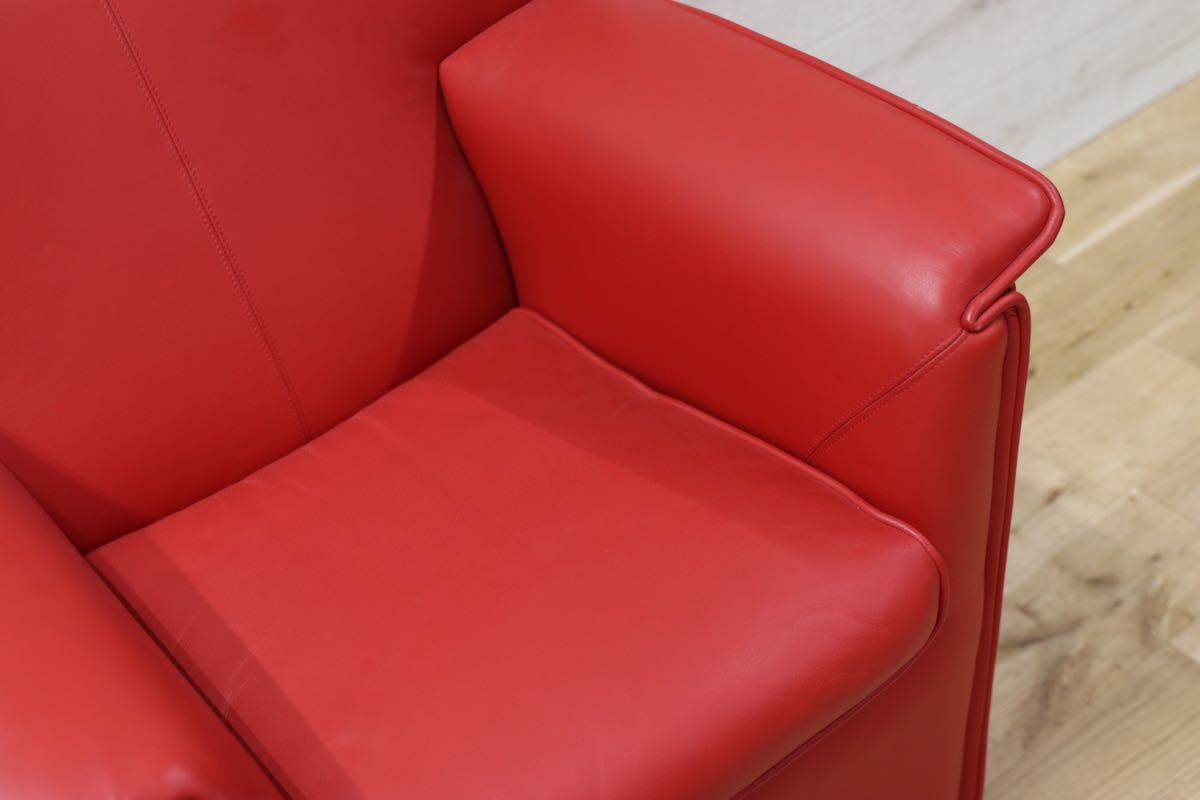 GMFN90B○B&B ITALIA Lauriana Lounge Chair by Afra & Tobia 超レア 1人掛けソファ ラウンジチェア 赤 本革 ヴィンテージ 展示品