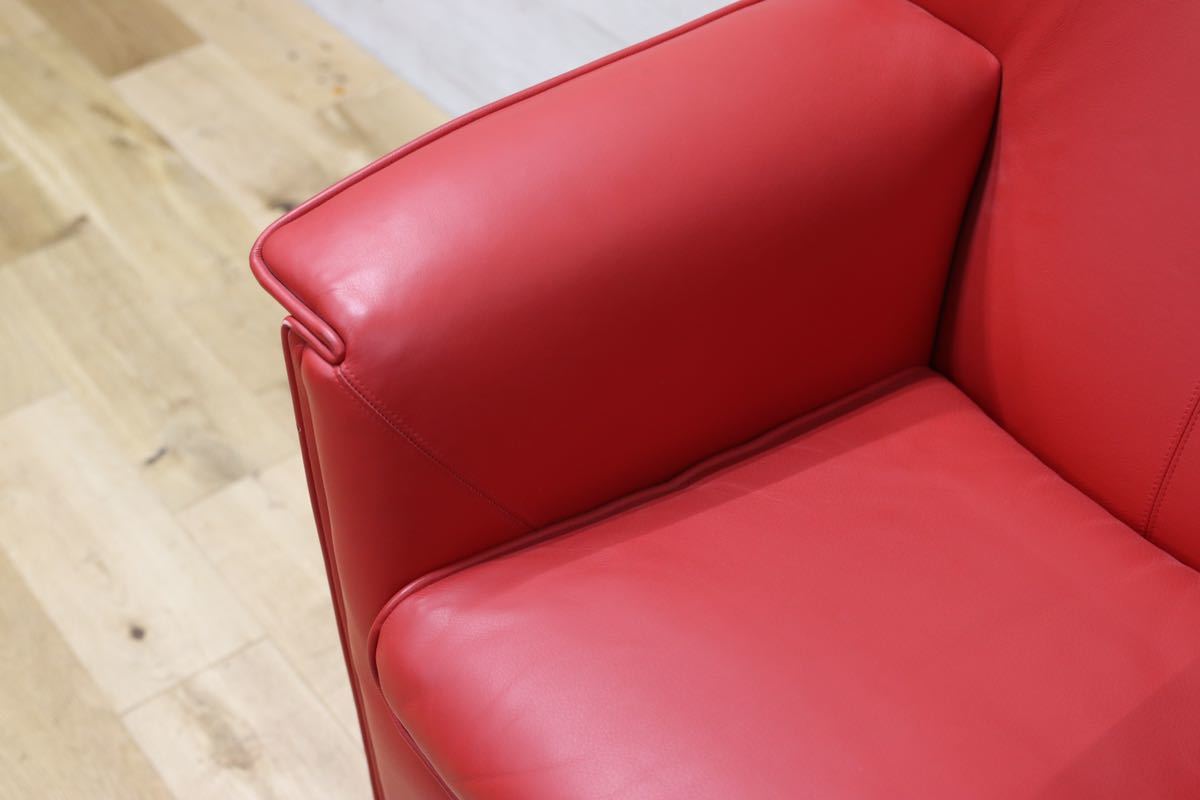 GMFN90B○B&B ITALIA Lauriana Lounge Chair by Afra & Tobia 超レア 1人掛けソファ ラウンジチェア 赤 本革 ヴィンテージ 展示品