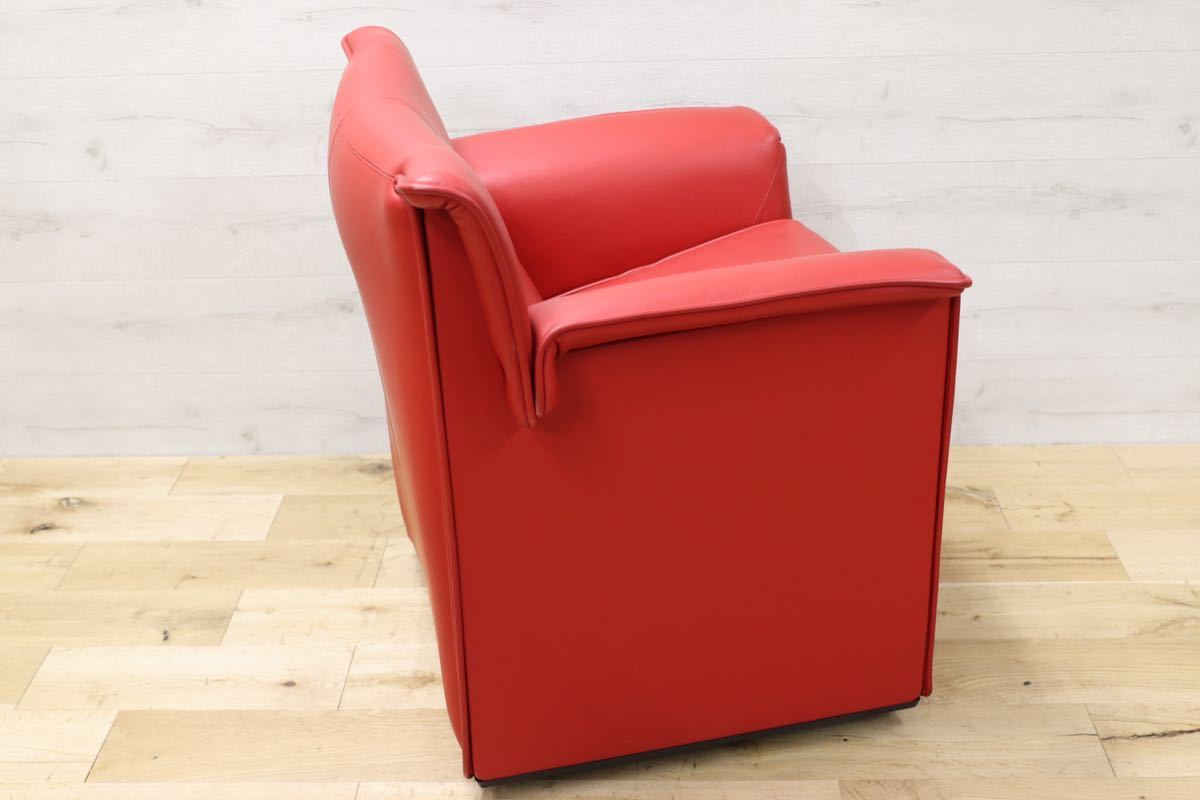 GMFN90C○B&B ITALIA Lauriana Lounge Chair by Afra & Tobia 超レア 1人掛けソファ ラウンジチェア 赤 本革 ヴィンテージ 展示品