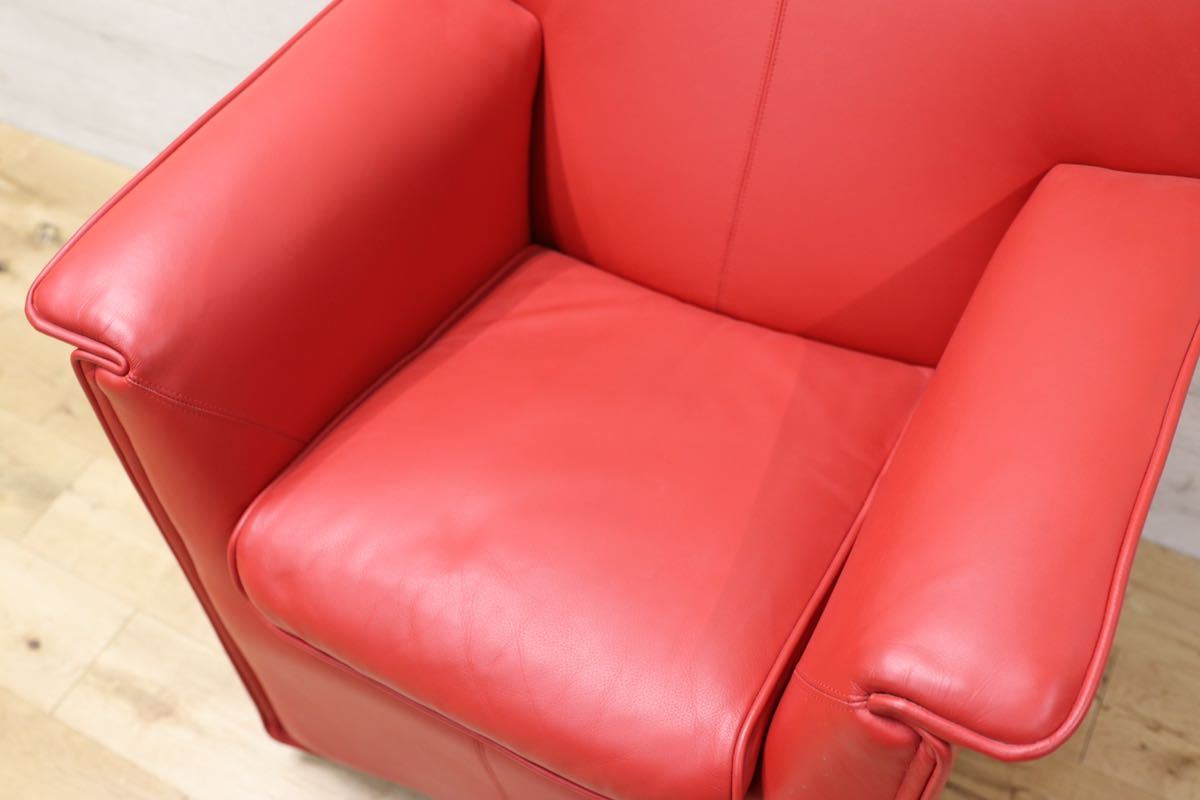 GMFN90C○B&B ITALIA Lauriana Lounge Chair by Afra & Tobia 超レア 1人掛けソファ ラウンジチェア 赤 本革 ヴィンテージ 展示品