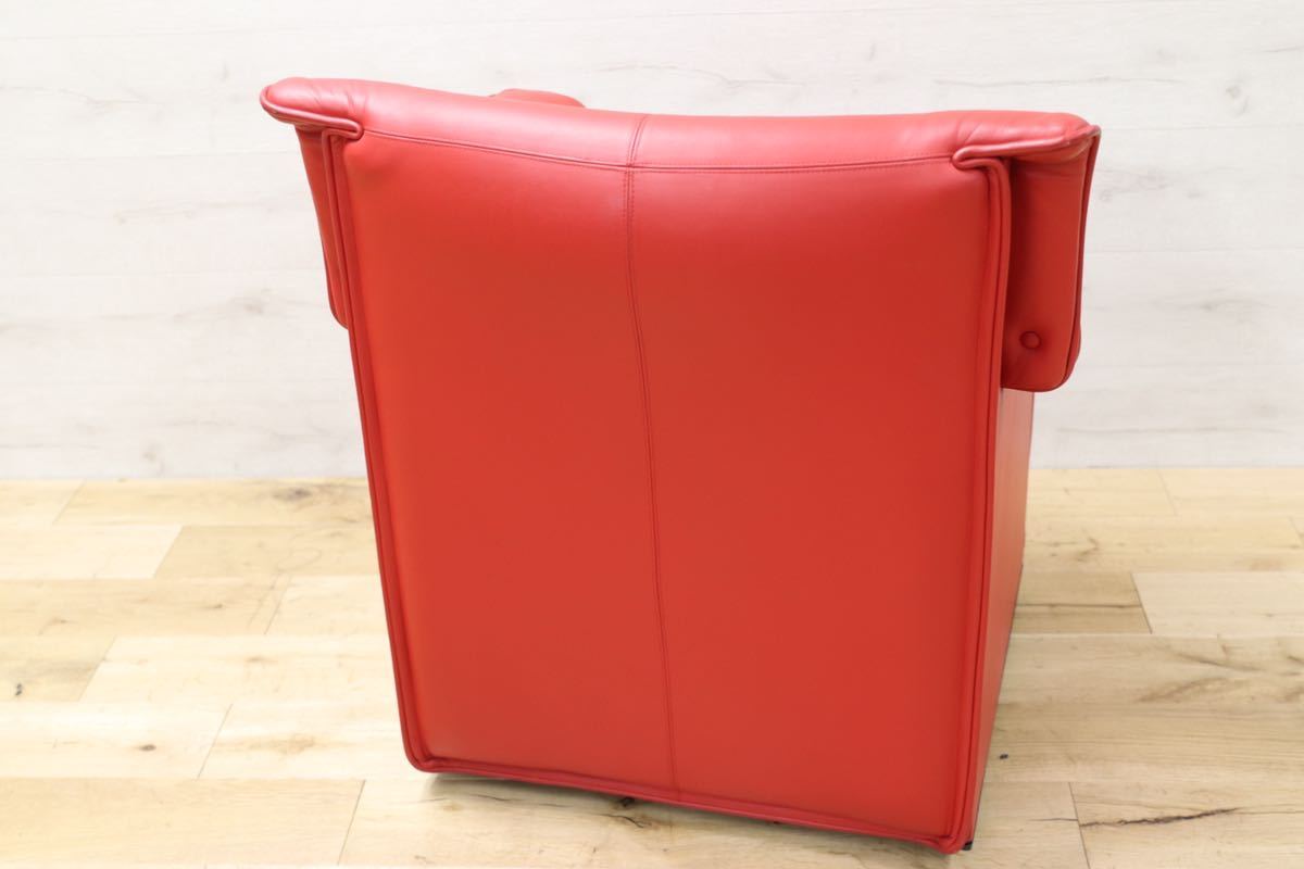 GMFN90C○B&B ITALIA Lauriana Lounge Chair by Afra & Tobia 超レア 1人掛けソファ ラウンジチェア 赤 本革 ヴィンテージ 展示品