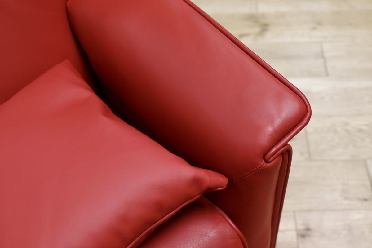 GMFN90D○B&B ITALIA Lauriana Lounge Chair by Afra & Tobia 超レア 2人掛けソファ ラブソファ 赤 総本革 ヴィンテージ 展示品