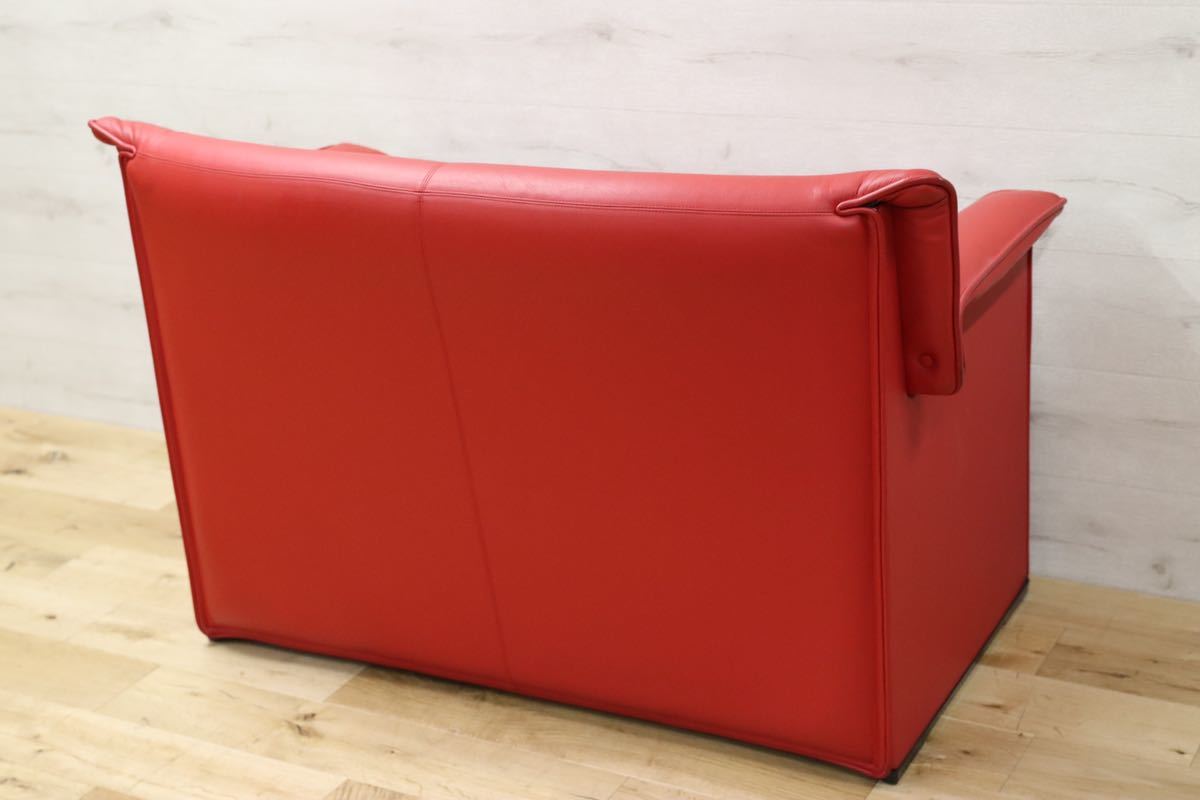 GMFN90D○B&B ITALIA Lauriana Lounge Chair by Afra & Tobia 超レア 2人掛けソファ ラブソファ 赤 総本革 ヴィンテージ 展示品