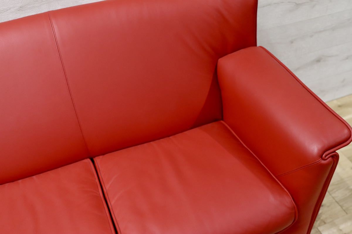 GMFN90E○B&B ITALIA Lauriana Lounge Chair by Afra & Tobia 超レア 2人掛けソファ ラブソファ 赤 総本革 ヴィンテージ 展示品