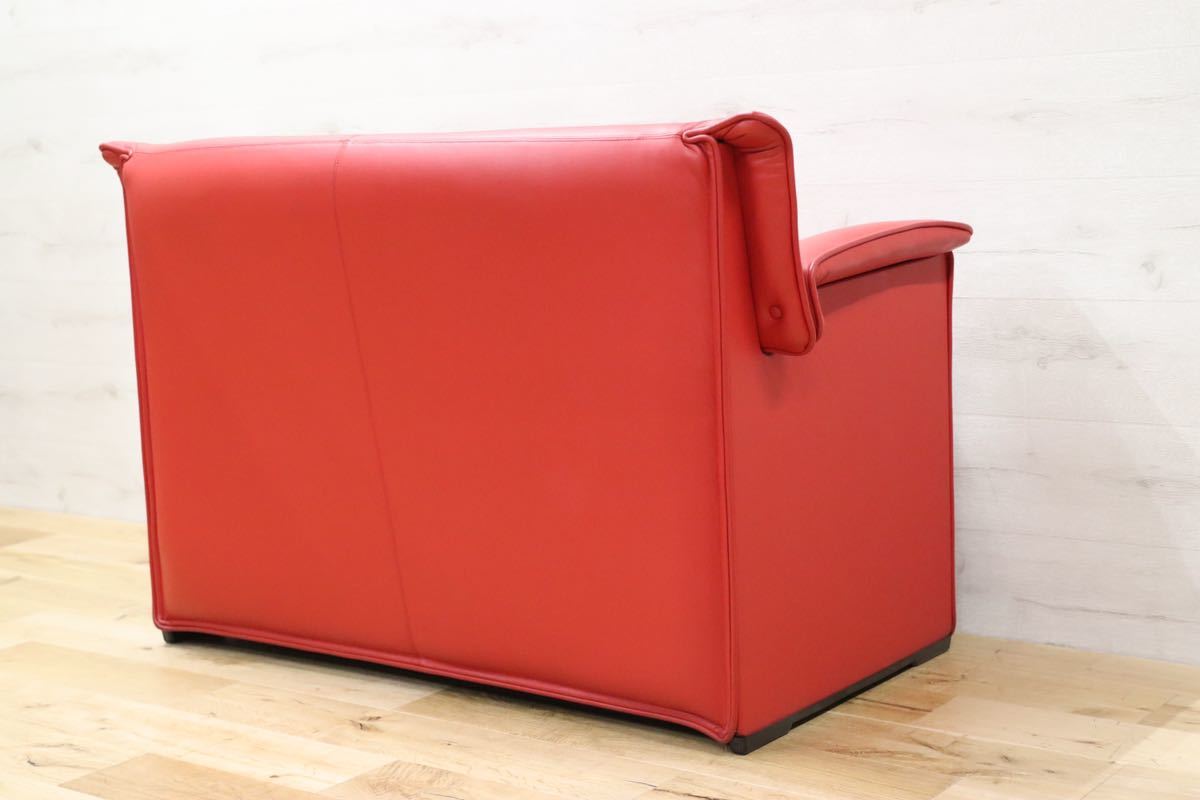 GMFN90E○B&B ITALIA Lauriana Lounge Chair by Afra & Tobia 超レア 2人掛けソファ ラブソファ 赤 総本革 ヴィンテージ 展示品