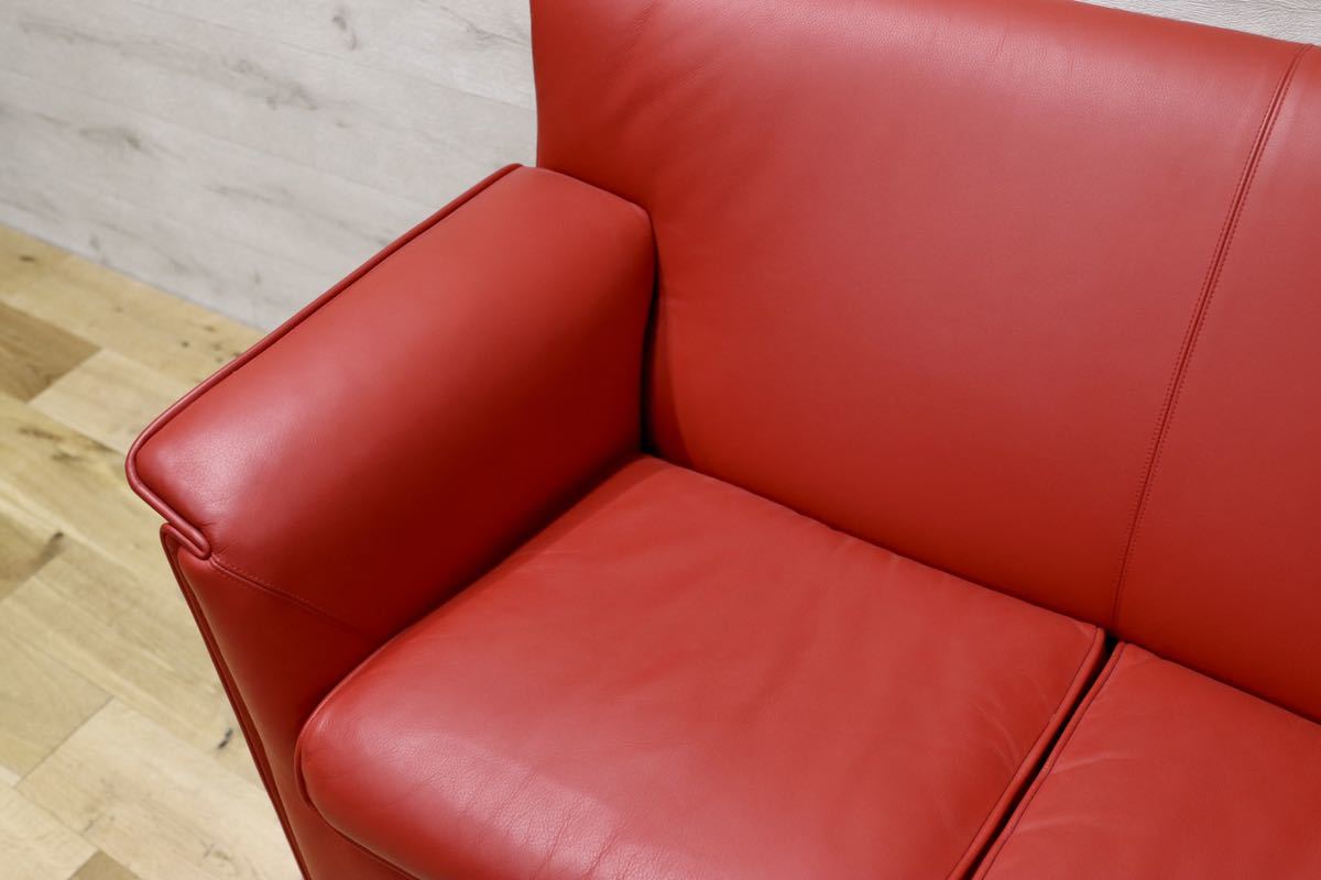 GMFN90E○B&B ITALIA Lauriana Lounge Chair by Afra & Tobia 超レア 2人掛けソファ ラブソファ 赤 総本革 ヴィンテージ 展示品