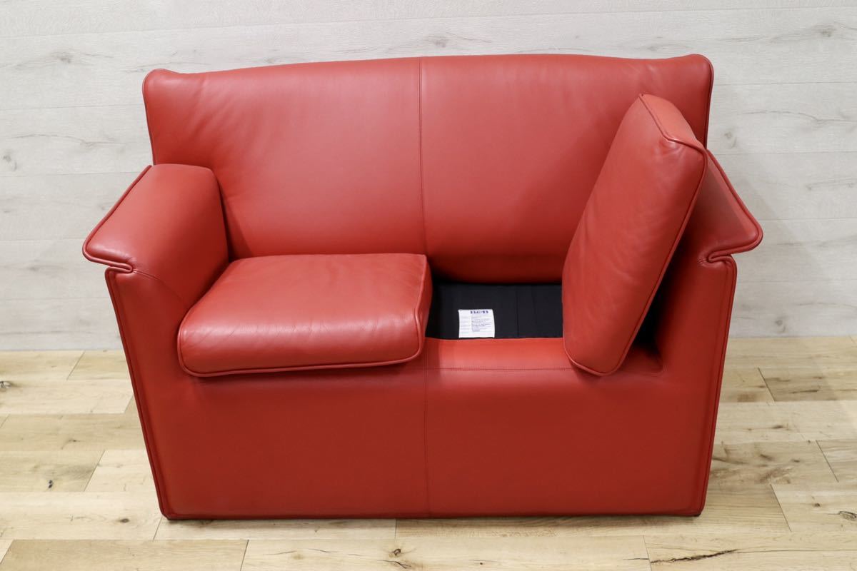 GMFN90E○B&B ITALIA Lauriana Lounge Chair by Afra & Tobia 超レア 2人掛けソファ ラブソファ 赤 総本革 ヴィンテージ 展示品
