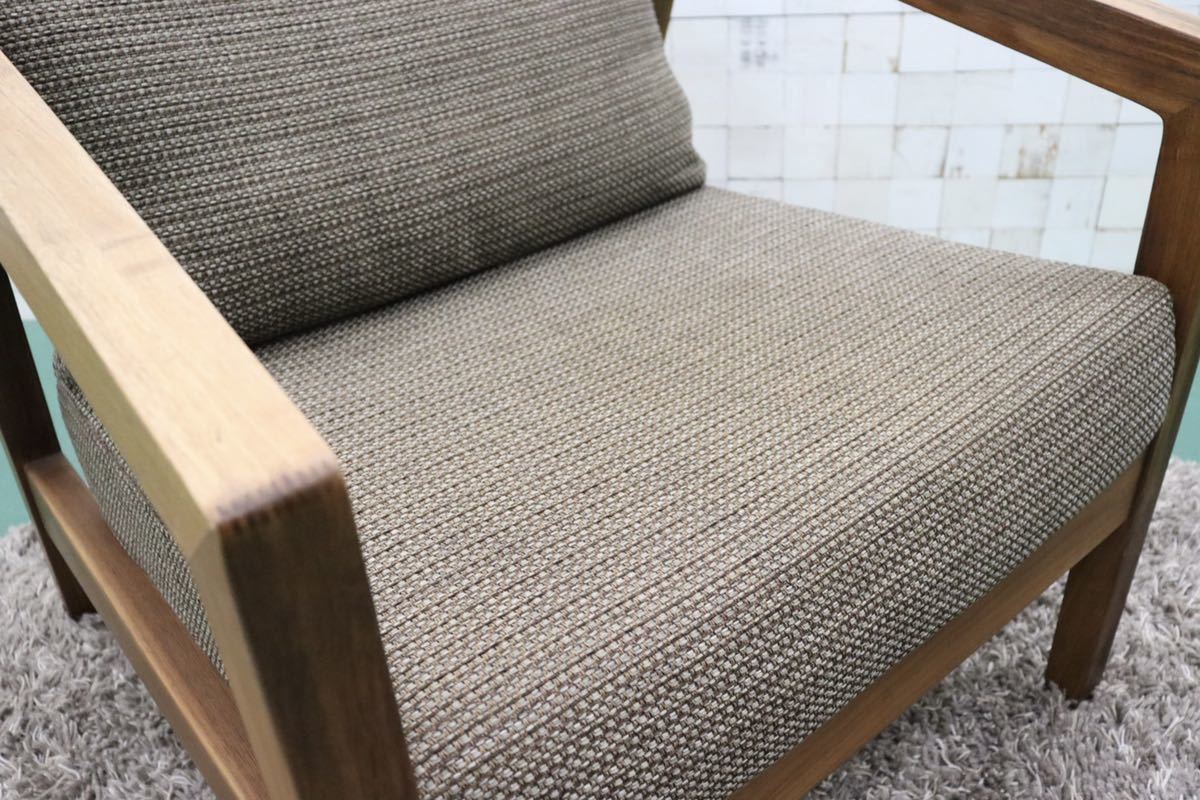 GMFT145○野田産業 NDstyle 1人掛けソファ ラウンジチェア アームチェア ファブリック 無垢 ウォールナット 定価約12万 展示品