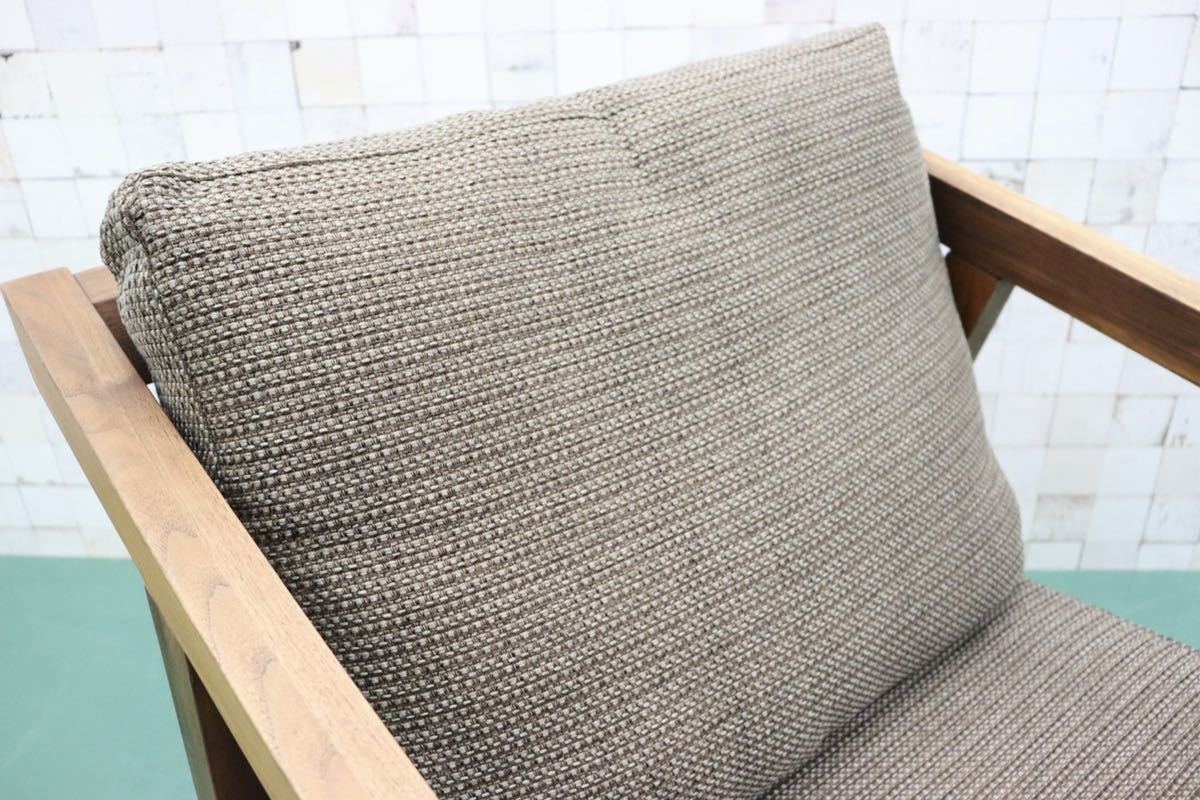 GMFT145○野田産業 NDstyle 1人掛けソファ ラウンジチェア アームチェア ファブリック 無垢 ウォールナット 定価約12万 展示品