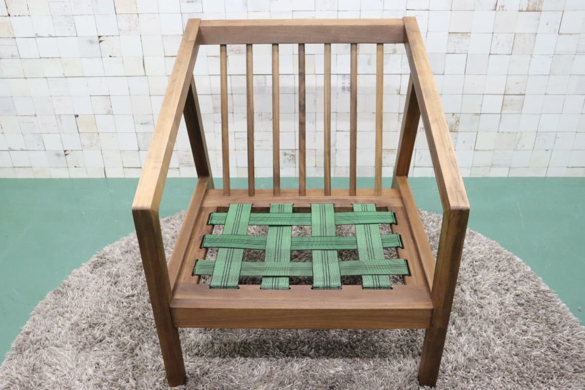 GMFT145○野田産業 NDstyle 1人掛けソファ ラウンジチェア アームチェア ファブリック 無垢 ウォールナット 定価約12万 展示品